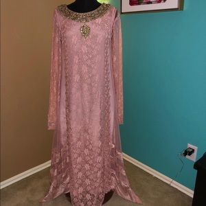 PINK LACE PAKISTANI DESIGNER DRESS SIZE SMALL